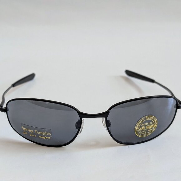 NWT Vintage 90's Rectangle Metal Sport Sunglasses (M. Black) - Picture 1 of 5